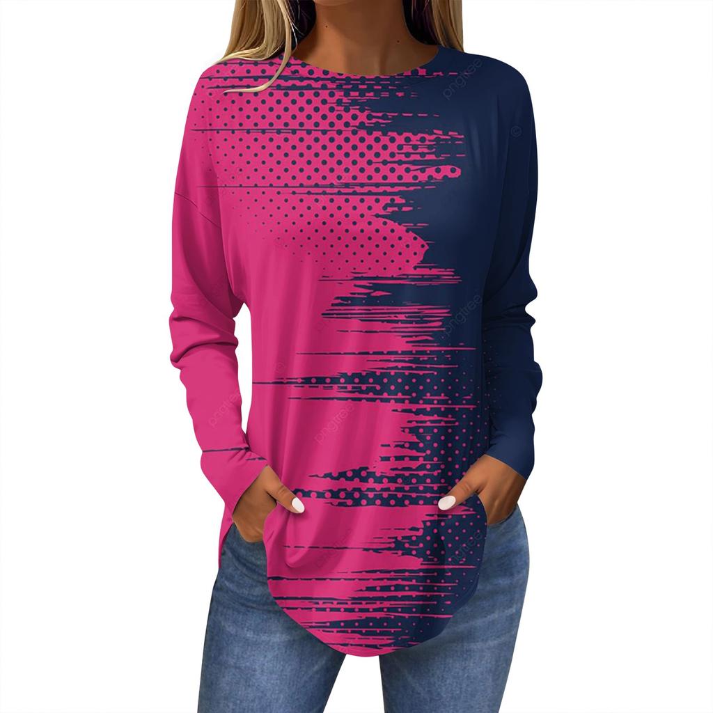 Ropa Mujer Tendencia 2024 Tops For Women Fashion Women'S Casual Long Sleeved Round Neck Printed Tops Ropa De Mujer Y2k