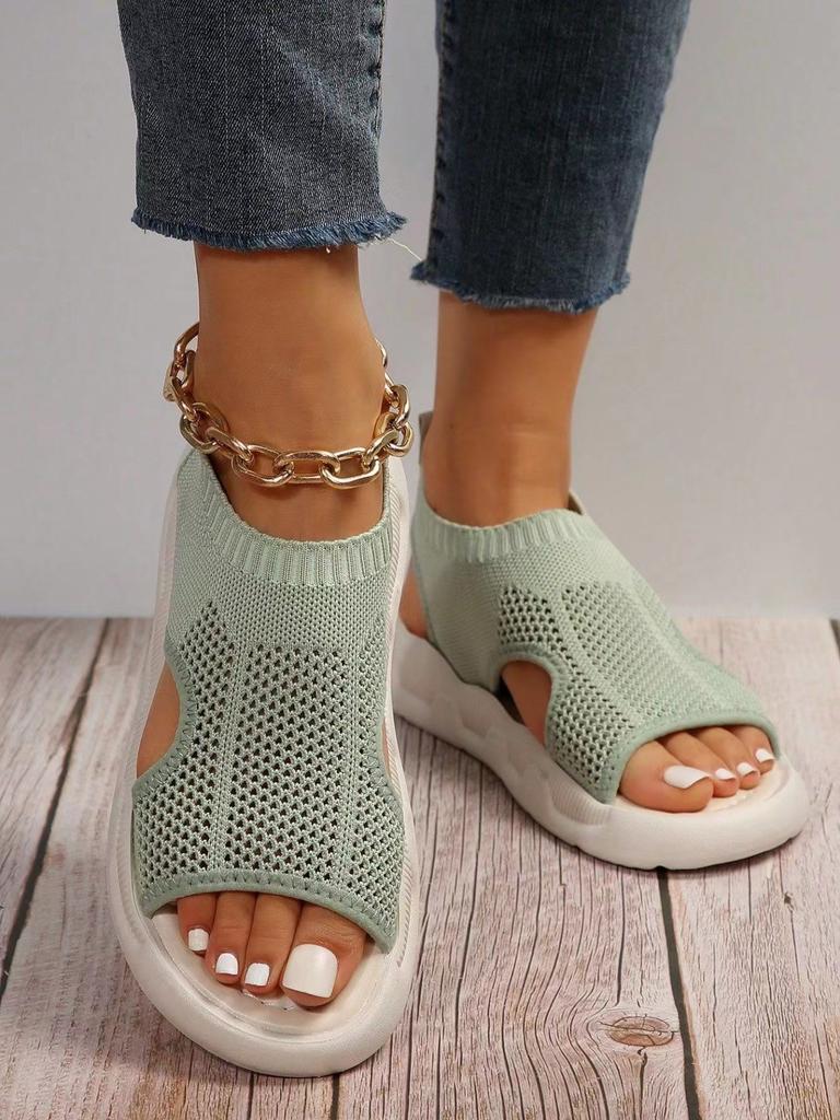 Womens Sandals Mesh Hollow Summer New Sport Fashion Platform 2024 Designer Flat with Casual Basic Solid Flip Flops Ladies Shoes