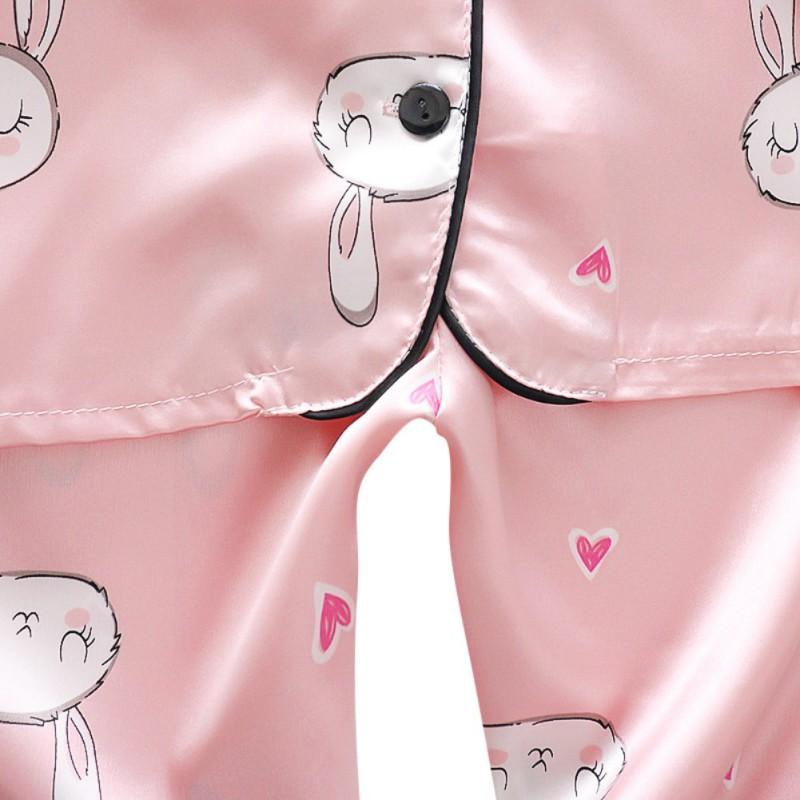 Autumn Baby Kids Girls Boys Long Sleeve Cartoon Rabbit Blouse+Pants Pajamas Sleepwear Set