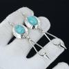 Larimar Gemstone Earring, Silver Earring, Oval Gemstone Earring, 925 Sterling Silver Earring, Natural Gemstone Earring, Meditation Earring