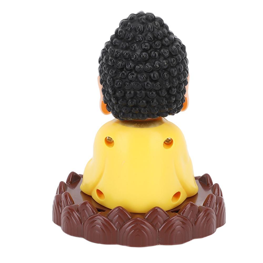 4.33x3.35in Solar Nodding Buddha Desktop Ornament Car Interior Dashboard Display