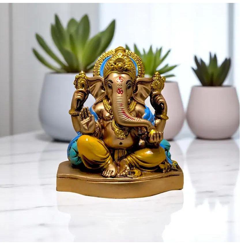 Lord Ganesha Idol for Home & Temple | Premium Golden & Multicolor Ganesh Ji Murti