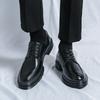 Новые мужские кожаные туфли на толстой подошве Модные и универсальные в минималистичном стиле Черно-белые Повседневные Деловые Офисные туфли