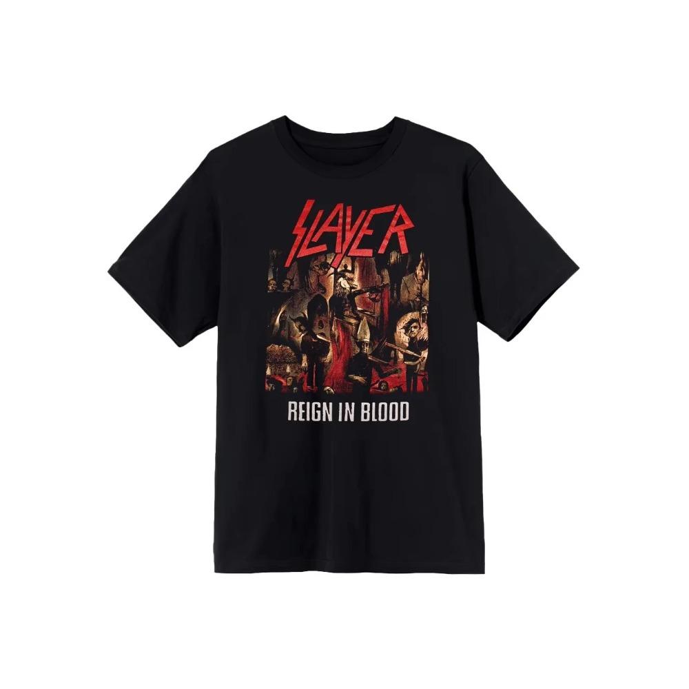 Футболка Slayer God Hates Us All Печать по всему периметру Летняя Роскошный бренд Хлопок Мужские и женские футболки