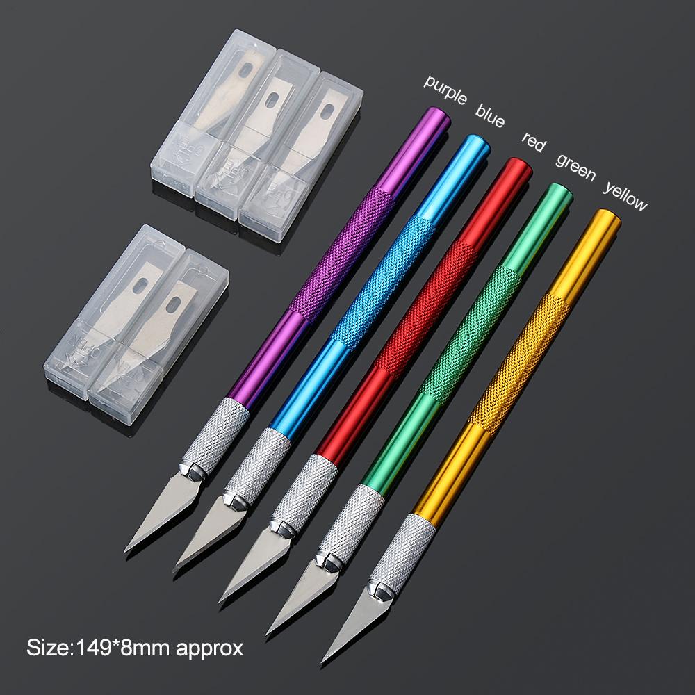 Sculpture Carving Pastry Tools Metal Scalpel Engraving Cutter with 6pcs Blade Non-slip Knife