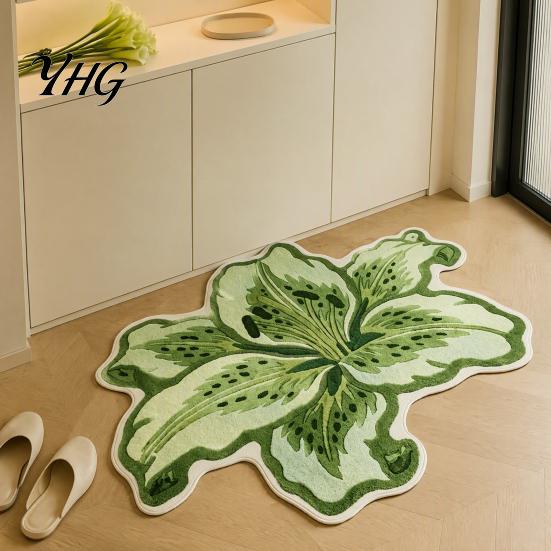 Modern Home Decor Mat Lily Shape Floor Mat, Absorbent Velvet Rug for Bathroom And Entrance, Non-slip Decorative Quick Drying Door Flower Bedroom
