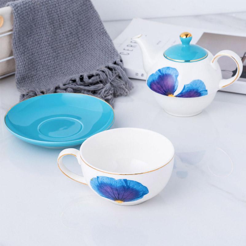 BORREY керамический цветочный чайник, чашка, блюдце, офисная чашка послеобеденного чая, кофейная чашка, блюдо для друзей, семейный подарок, набор чайников с желтой бабочкой