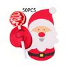 50/100pcs Christmas Lollipop Paper Cards Cartoon Santa Claus Penguin Snowman Kids Candy Gifts Package Wrapping New Year Party