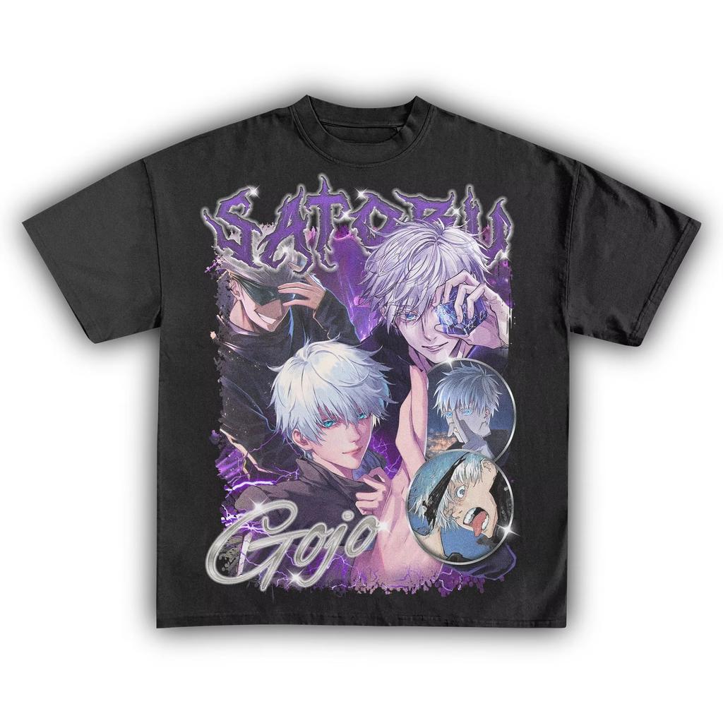Jujutsu Kaisen Gojo Satoru Anime Print T-shirt, Unisex Pure Cotton Short Sleeve Streetwear T-shirt