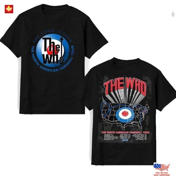 Новая одежда The Who Песня Закончена Тур 2025 Карта Показывающая Прощание Футболка Унисекс Футболка
