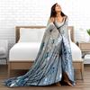 Elegant Dandelion Pattern blanket with Blue Gem Accents, Gray Tones  blanket, suitable for use in the bedroom, living room, on the sofa