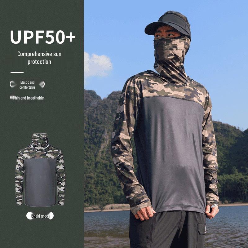 Men's UV Protection Quick-Dry Fishing Suit - Lightweight Summer Ice Silk with Sun Protection Face Covering