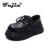 Fujin 5cm Autumn Women Pumps Chunky Sneaker Platform Wedge Spring Shoes Genuine Leather New Ankle Boots Flats Booties Mary Jane