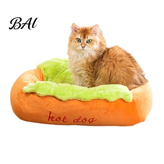 Washable Cat Nest Hot Dog Pet Bed, Removable Mat, Cozy Plush Playful Animal Bed Cute for Small Dogs Cats Indoor Use Cover