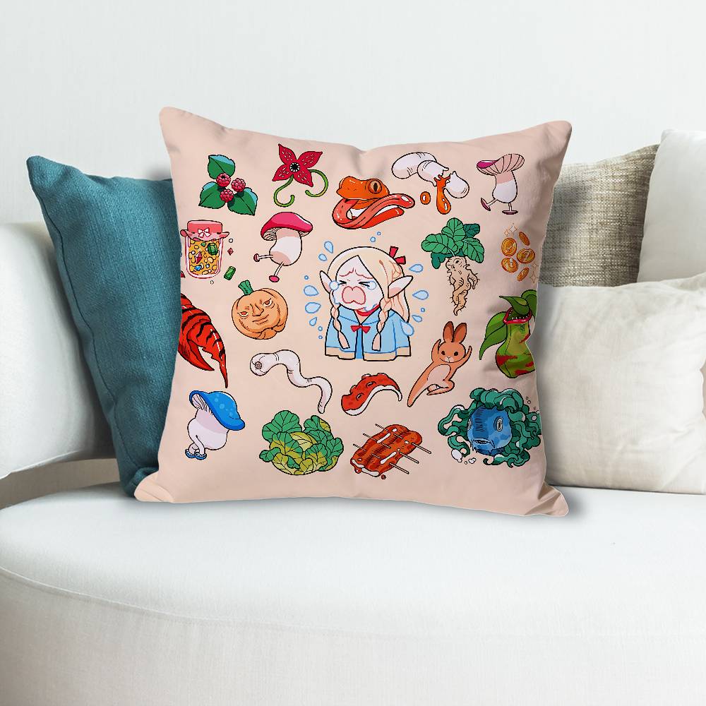 DDelicious in DDungeonsS Anime Celebrity Merchandise AllMatch Printed Pillow Case Sofa Car Office Room Decoration Protector