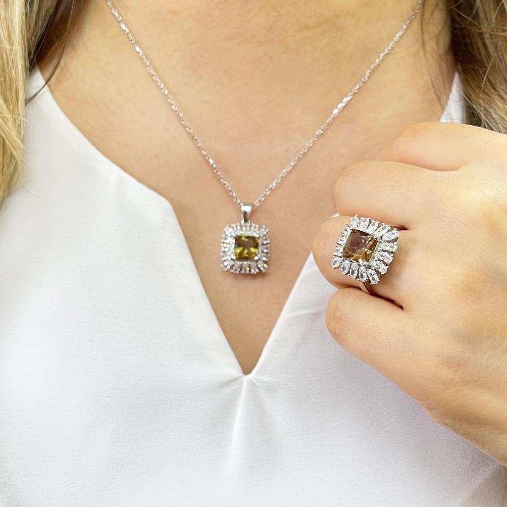 Zultanite Silver Jewelry Set, Baguette Stone Silver Jewelry Set, The Color Of The Stone Changes During The Day, Turkish Diaspore Jewelry Set