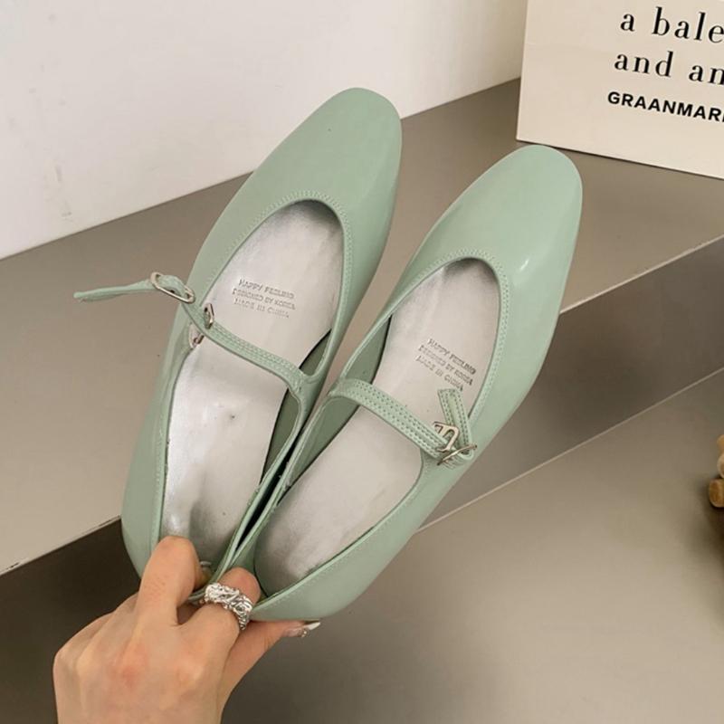 Мода SUOJIALUN 2025 Лето Новые Женские Балетки Мода Мелкие Женские Повседневные Мягкие Туфли Мэри Джейн Уличные Платье Балетки