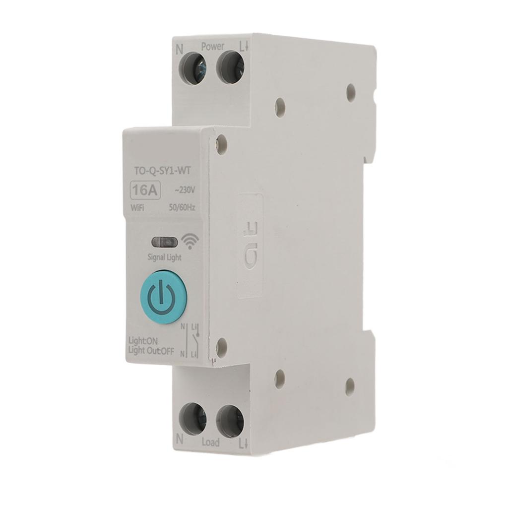 WIFI Smart Switch Breaker Wireless Phone Remote Control DIN35 Rail Cycle Timing Countdown White ‑230V