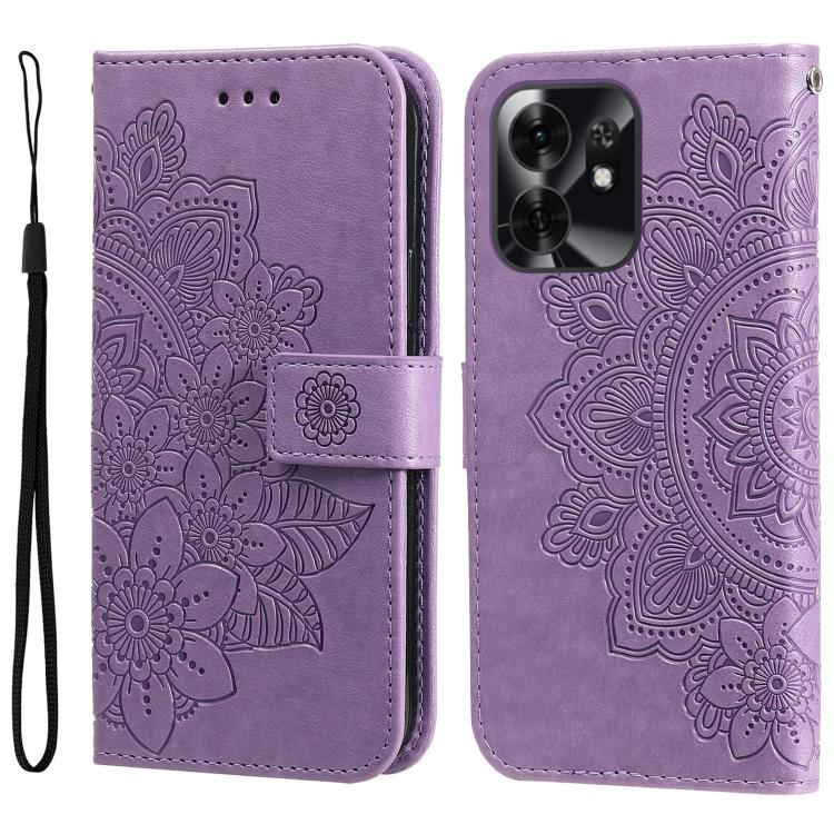 Seven-petal Flowers Embossing Leather Phone Case