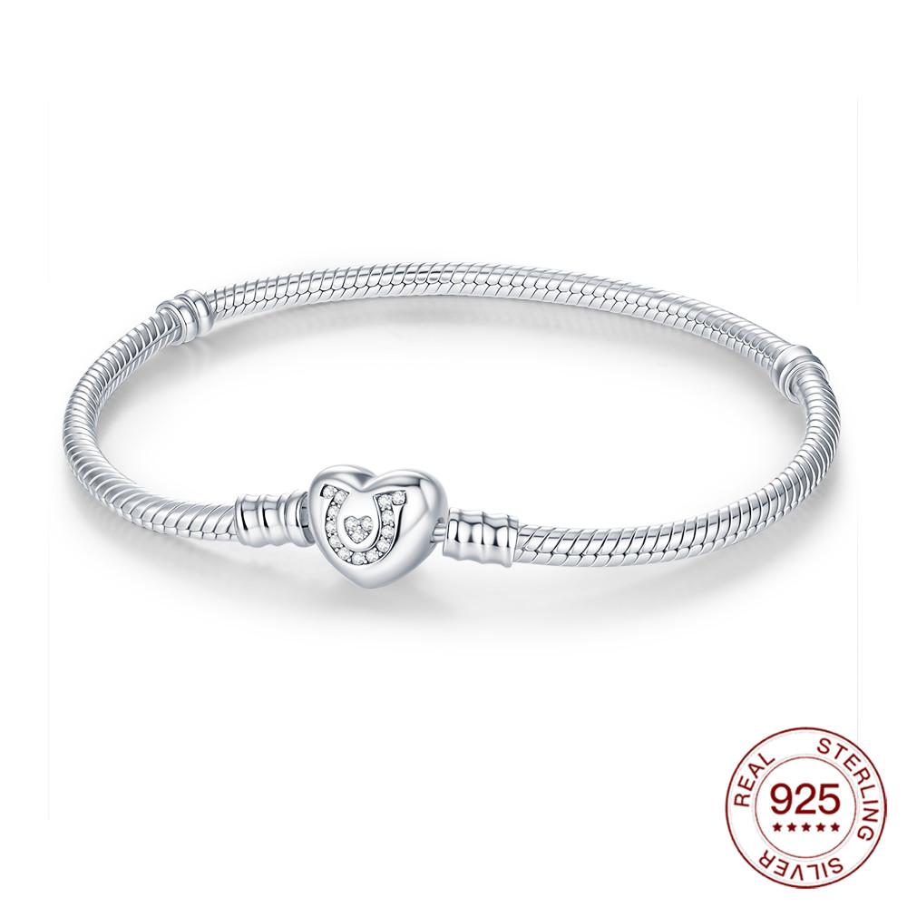 925 Silver Rubber Bracelet Love Butterfly Clover Charm Beads Jewelry For Women Love Gifts