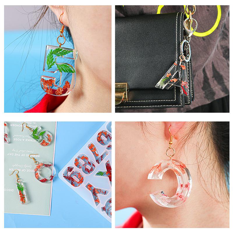  Epoxy Resin Mold Alphabet Letter Number Pendant Casting Silicone Crafts