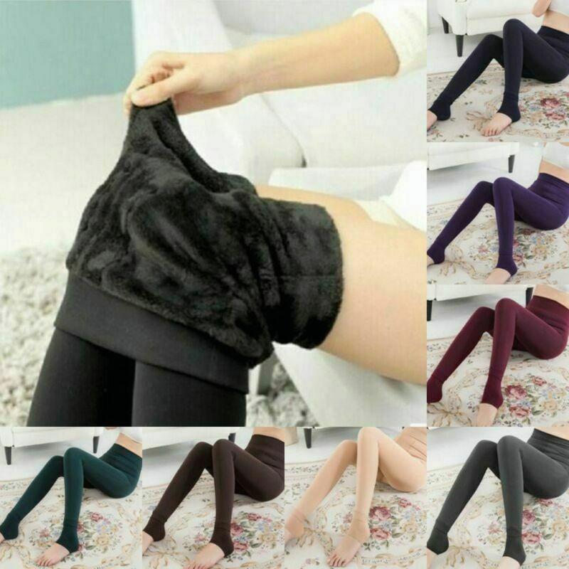 Женские зимние черные толстые теплые мягкие флисовые эластичные леггинсы на подкладке, брюки