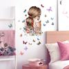 Cartoon Girl Wall Stickers Butterflies Flower Wall Decorative Sticker NEW Wall Decal  Girl Bedroom