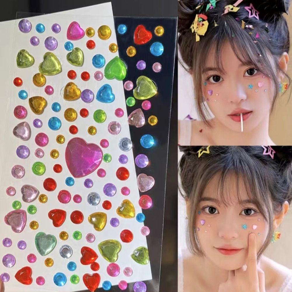 Colorful 3D Face Jewelry Stickers Mixed Eyeliner  Decals Disposable Tattoo Stickers  Party