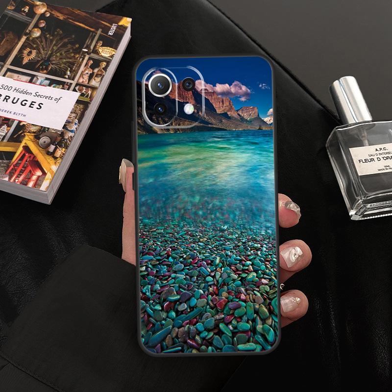 Turquoise Stone Flora Peacock Feather Case For Xiaomi 13 14 15 Ultra 11T 12T 13T 14T Pro POCO X7 Pro X3 X5 X6 F5 F6 M6 Pro Cover