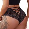 Plus Size Women's Back Hollow Lace Panties Sexy Breathable Briefs Shaped Like Peacock Feather Underwear