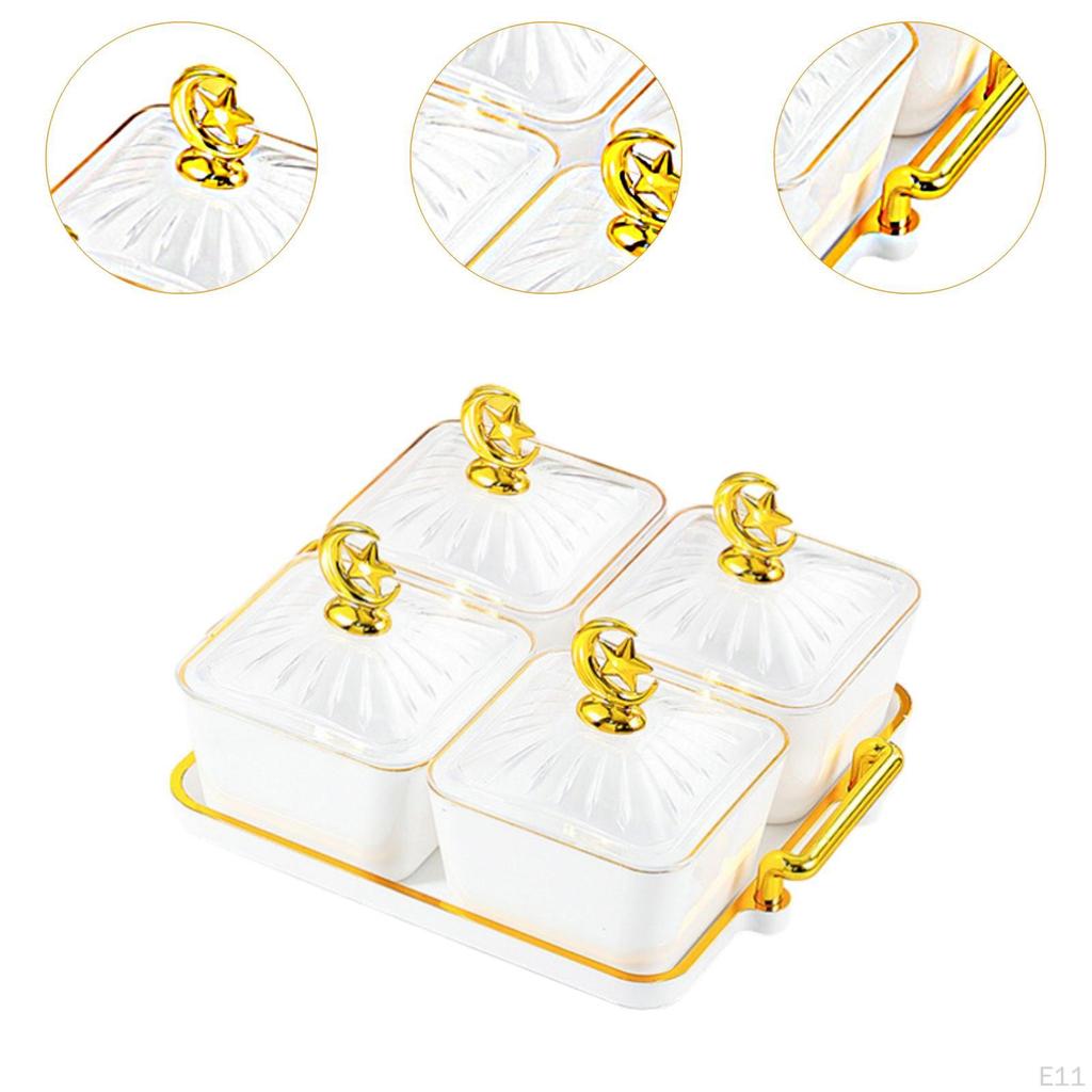 Разделенная сервировочная миска, тарелка для закусок, многофункциональная миска для конфет и орехов с крышкой, поднос для сухофруктов