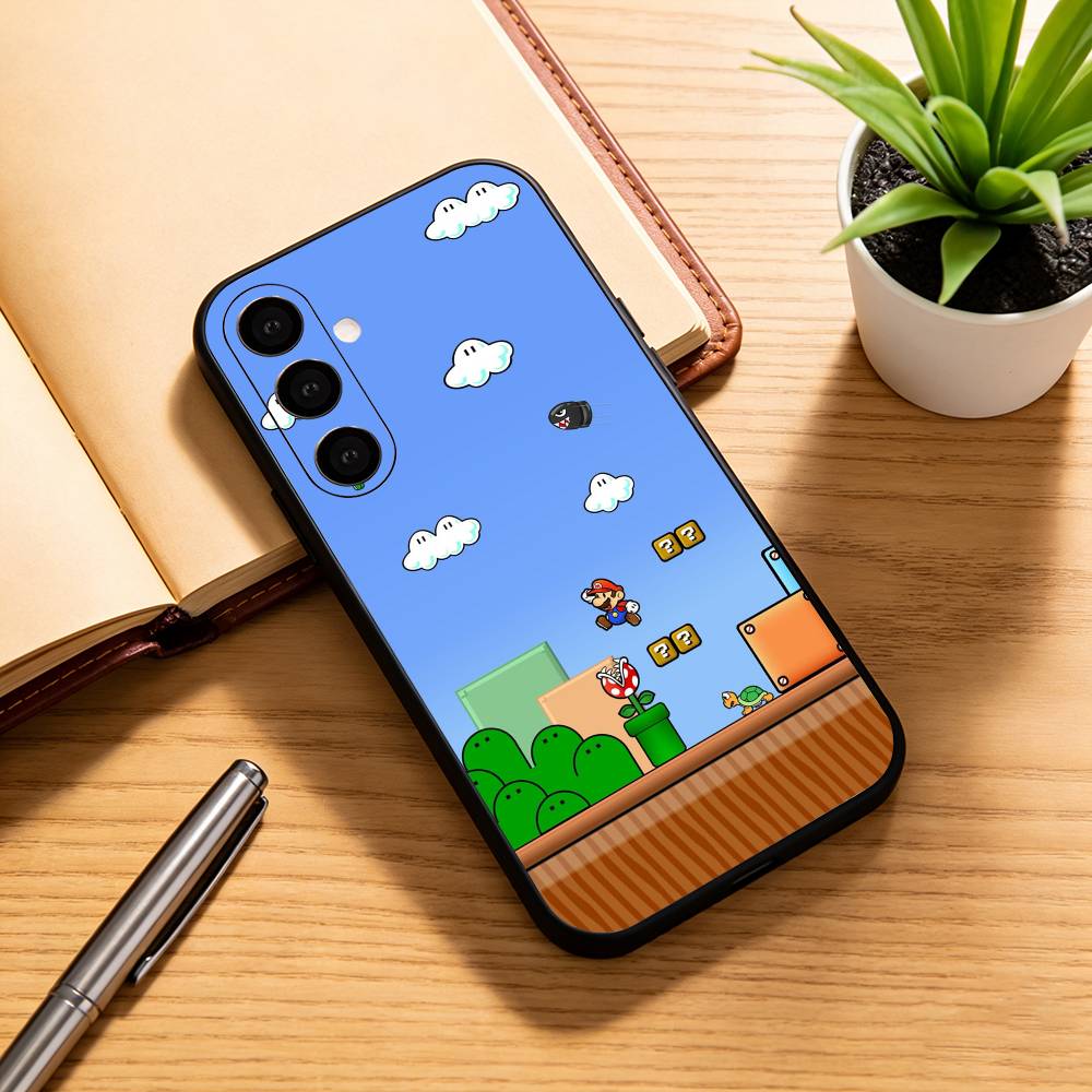 cartoon Super M-MarioS Bros Phone Case Black Silicone Soft For Samsung Galaxy A73,A72,A71,A70,A53,A52,A51