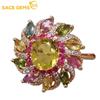 925 Sterling Silver Tourmaline Gemstone Rings for Women Engagement Cocktail Party Fine Jewelry Gift