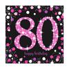 Pink 80th Birthday Celebration Lunch Napkins (Pack Of 16)