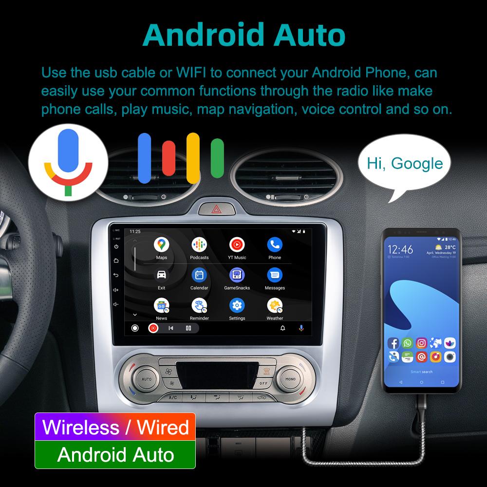 REAKOSOUND Caradio Радио Беспроводной CarPlay Android Auto Для Ford Focus 2 2004 ~ 2011 4-ядерный мультимедийный GPS BT Монитор 2din Авторадио