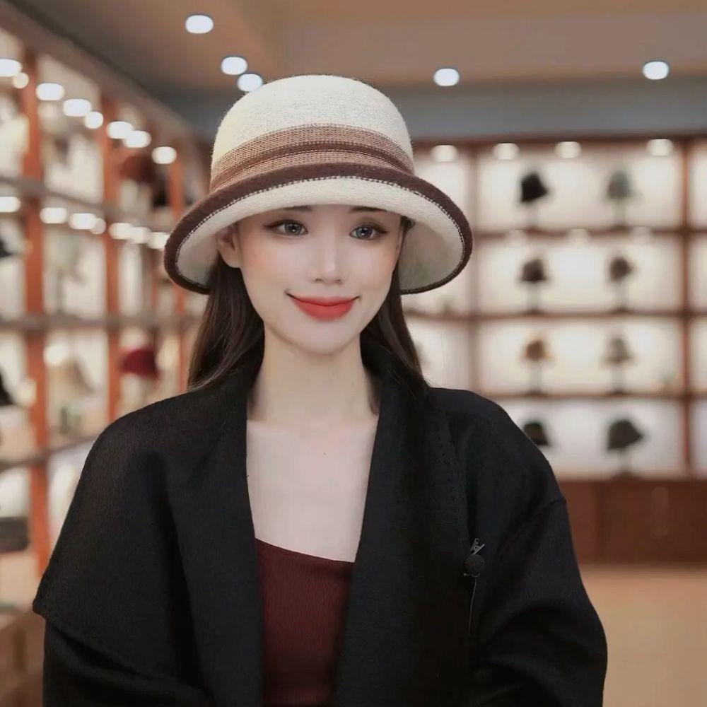 Retro Winter Hat Wool Basin Hat Casual Bucket Hat for Women