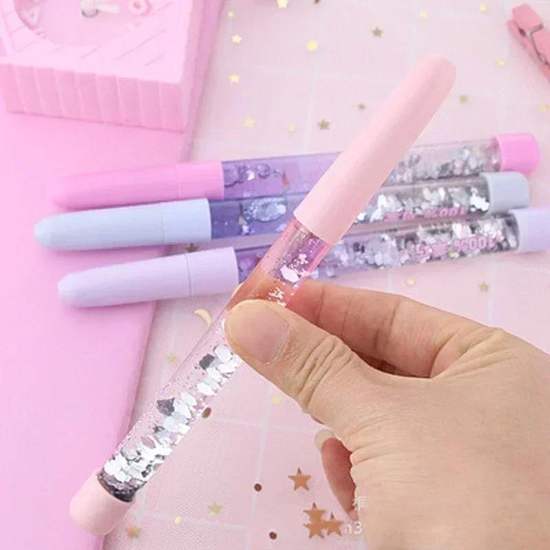 2Pcs MultiColor 0.5mm Ballpoint Pen Drift Sand Glitter Crystal Pens Creative Plastic Writing Kids Gift School Office Supplies