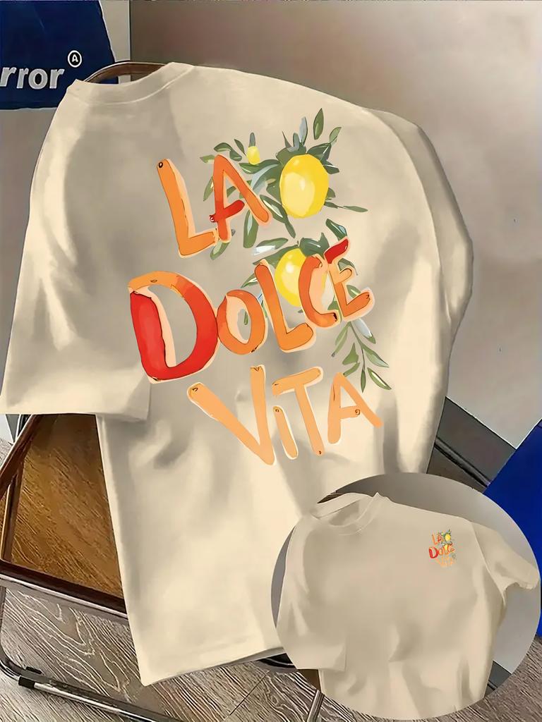 La Dolce Vita Lemon Art Print On Premium Soft Mens T Shirt Perfect For Summer Casual Vacation Style