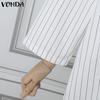 VONDA Женские винтажные однотонные полосатые платья-рубашки с длинным рукавом