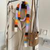 Korean Y2K Striped Scarf Knitted Wool with Colorful Splicing Contrast Long Narrow Scarves Sausage Thin Scarf Winter Scarves Wrap