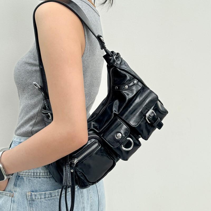 Stylish Large Capacity Motorcycle Bag With Multiple Pockets Crossbody Shoulder Daily Commute Work