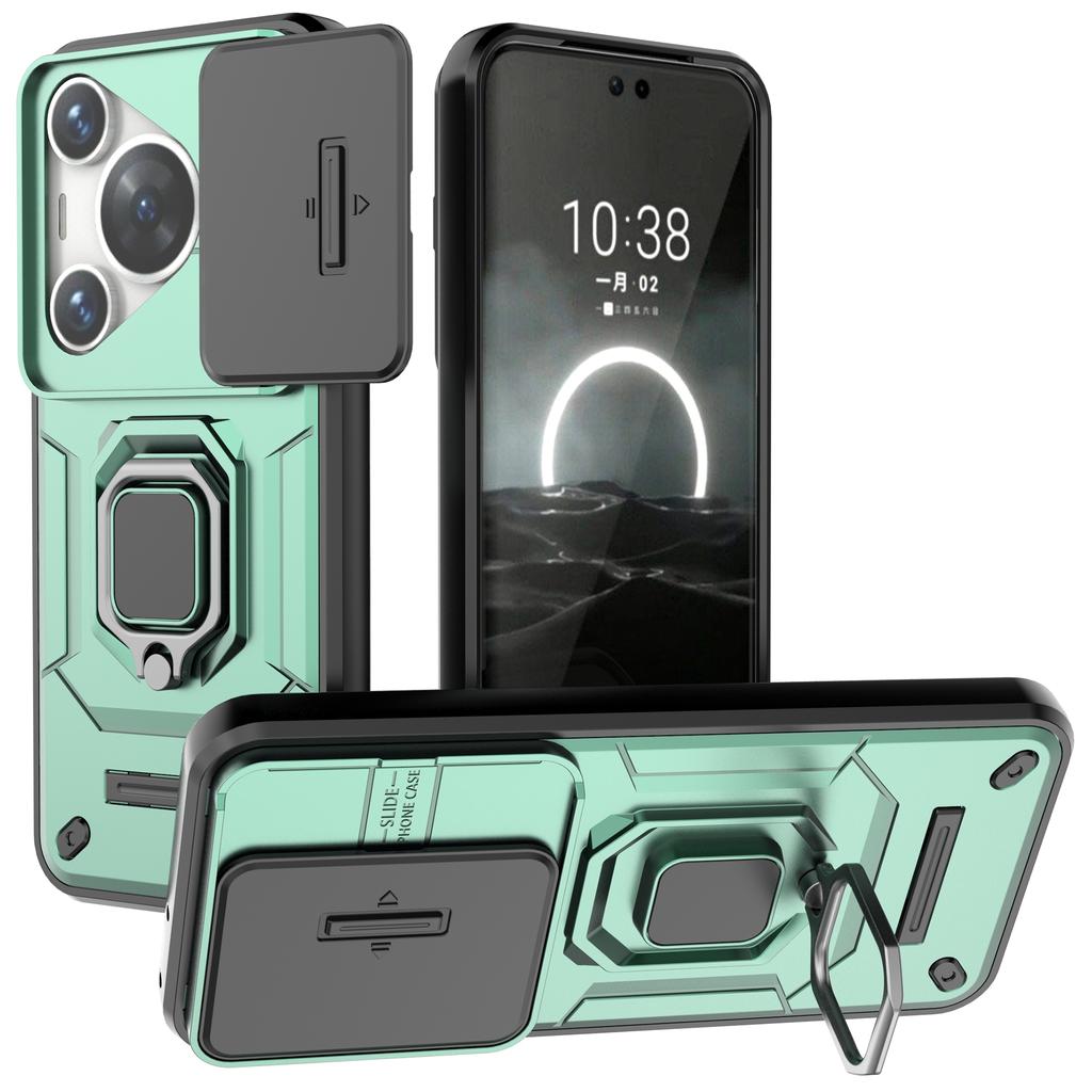 For Huawei Pura 70 Pro/Pura 70 Pro+ Kickstand Case Slide Lens Protection PC+TPU Phone Cover