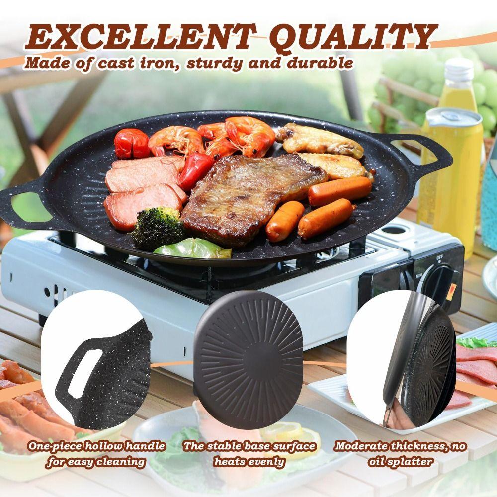 Non-Stick Round Griddle Pan Heavy Duty Non-Stick Grill Pan Durable BBQ Grill Pan Grilling
