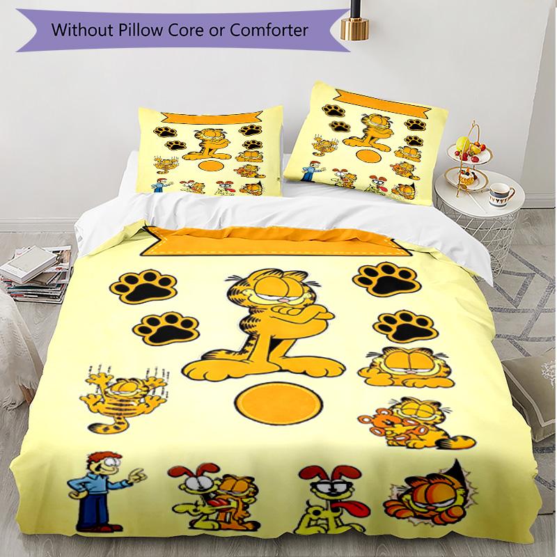 3pcs Duvet Cover Set (1*Duvet Cover + 2*Pillowcase, Without Core), Garfield Print Soft All‑Season Bedding Set, Home Bedroom Decor Gift