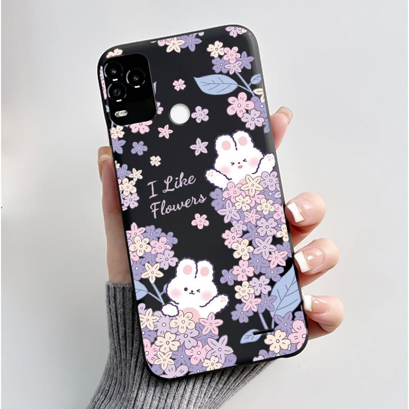 Black Phone Case For BLU G71 Plus (G71+ G71P) Shockproof For BLU G71 Plus (G71+ G71P) Little Rabbit In The Flowers Pattern Cover
