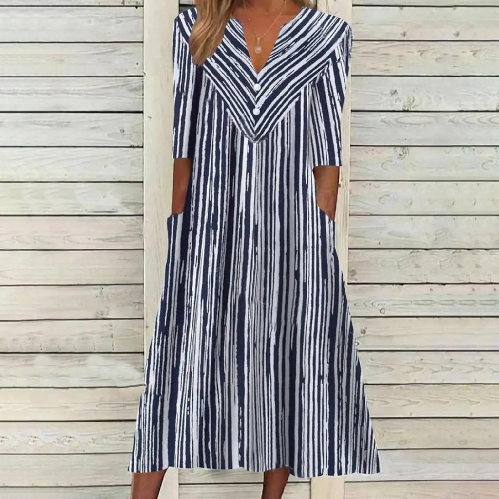 GMXIA Женская мода лето весна цветочный принт рукав 2/1 с v-образным вырезом повседневные платья