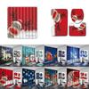 Festive Christmas Shower Curtain Toilet Seat Cover Mat Pads Rug Set For Beautiful Bathroom Transformation