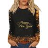 Women's Loose Comfortable Casual Fashion Round Neck New Year Printed Long Sleeve Top