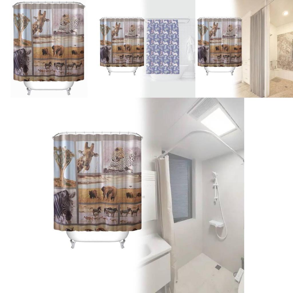 Шторка для душа Peva с животным узором, водонепроницаемая перегородка для ванной комнаты для домашнего декора
