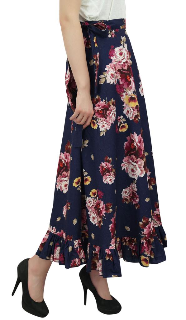 Phagun Женская накидка Magic с цветочным принтом и хлопковым поясом и оборками